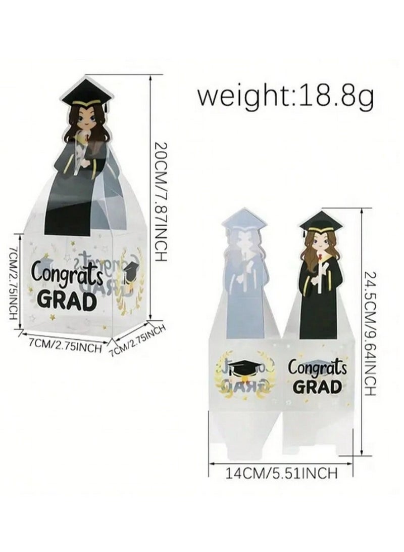 5-Piece Transparent Graduation Gift Box Set – "Congrats Grad" Themed Packaging with Festive Design - Image 4