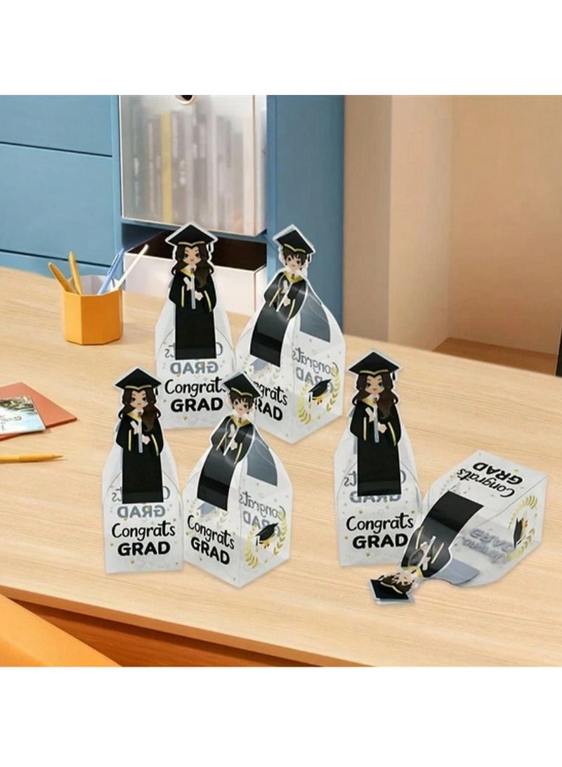 5-Piece Transparent Graduation Gift Box Set – "Congrats Grad" Themed Packaging with Festive Design - Image 3