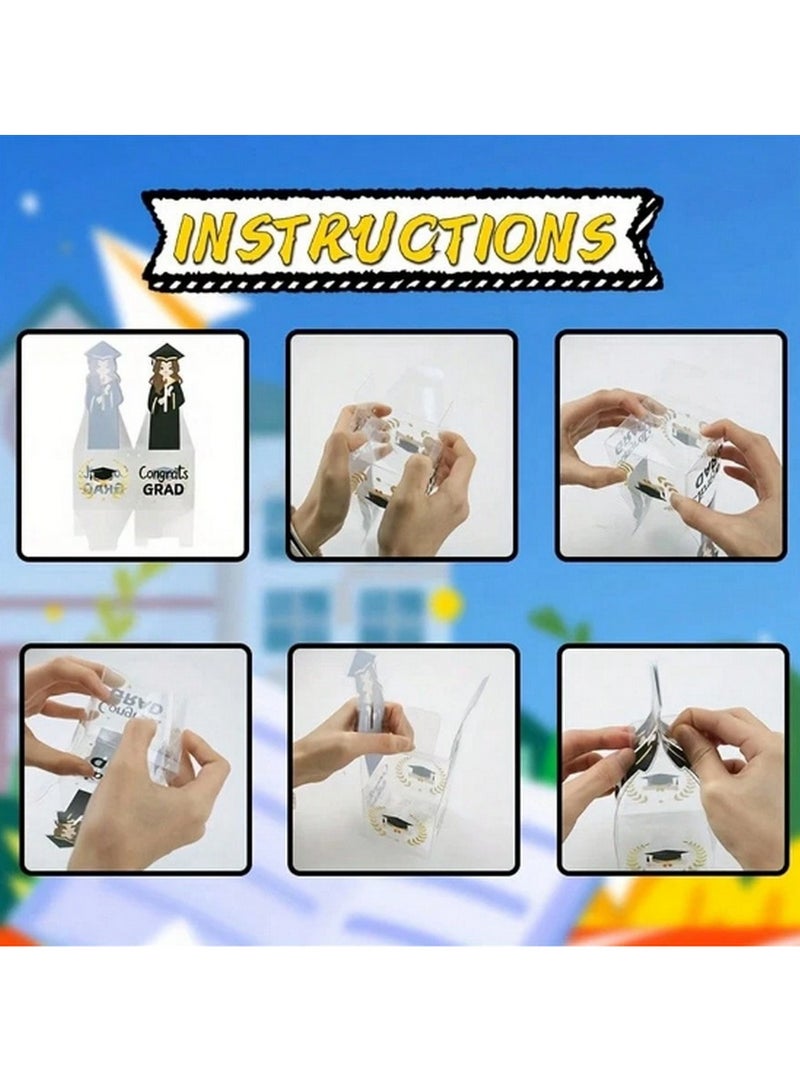 5-Piece Transparent Graduation Gift Box Set – "Congrats Grad" Themed Packaging with Festive Design - Image 5