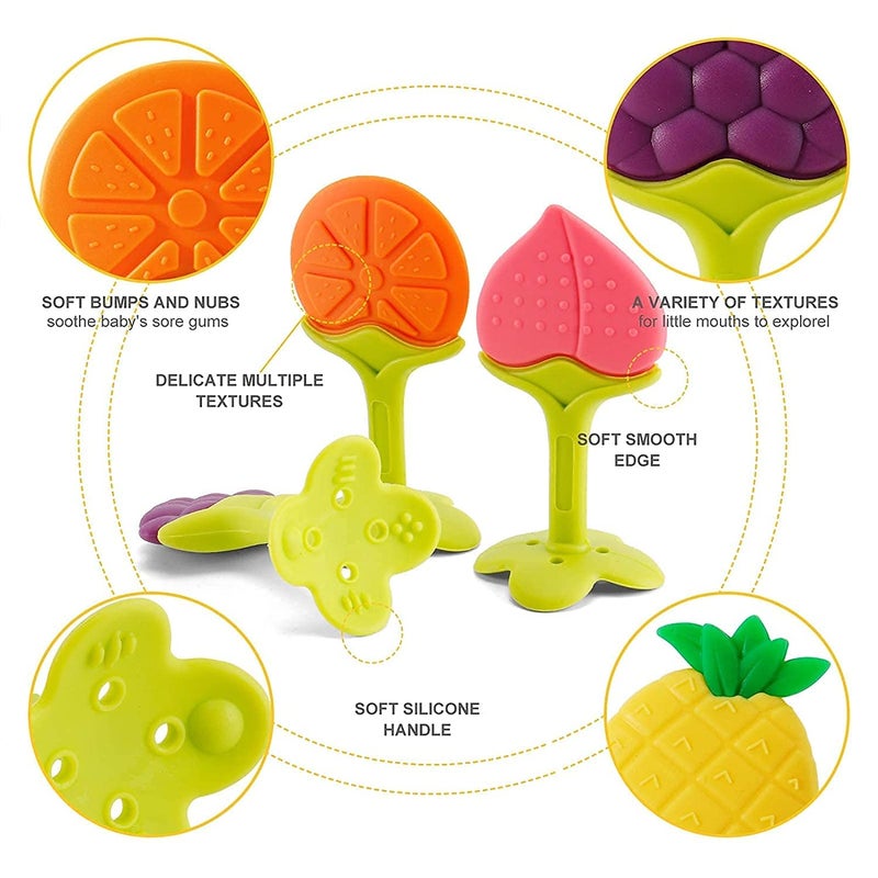 Alya The Cheeky Kidzz Baby Soft Silicone Fruit Shaped Teether and Multi-Functional Smart Medicine Dropper Teether with Protective Travel Case (Design 7005) - Image 2