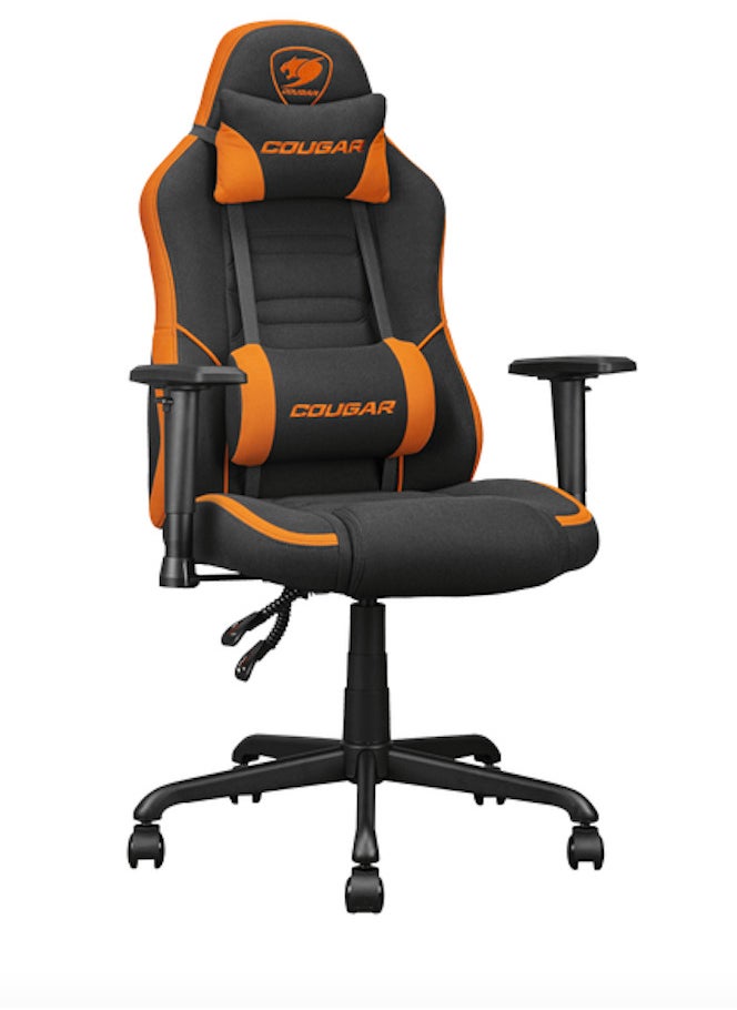 كوجار COUGAR Fusion S Ergonomic Gaming Chair, PVC Faux Leather, Metal 5-Star Base, , Built-in 3D Curved Lumbar Support, Adjustable Armrest, Class 4 Gas Lift Cylinder, 120 kg, Orange/Black | 3MFSLORB.0001  - Image 2