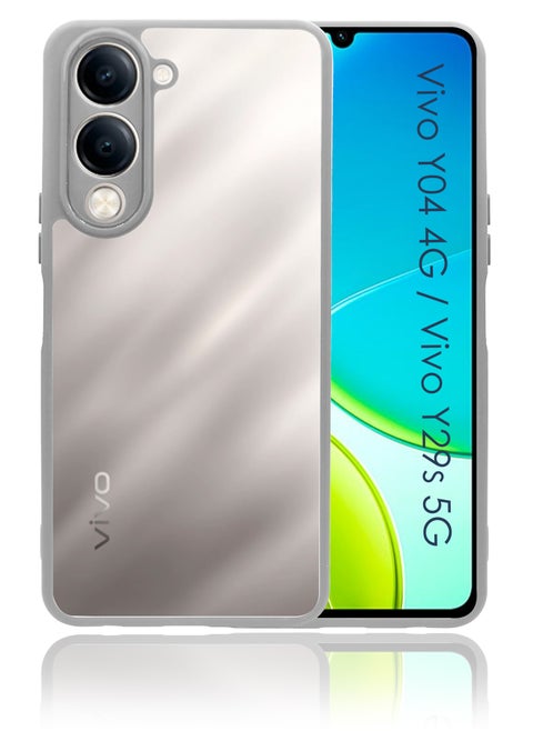 Transparent Silicone Frame Back Cover for Vivo Y04 4G / Vivo Y29s 5G  - Shockproof Hard Back with Grey Border - Scratch & Drop Protection - Stylish & Durable Design- Grey
