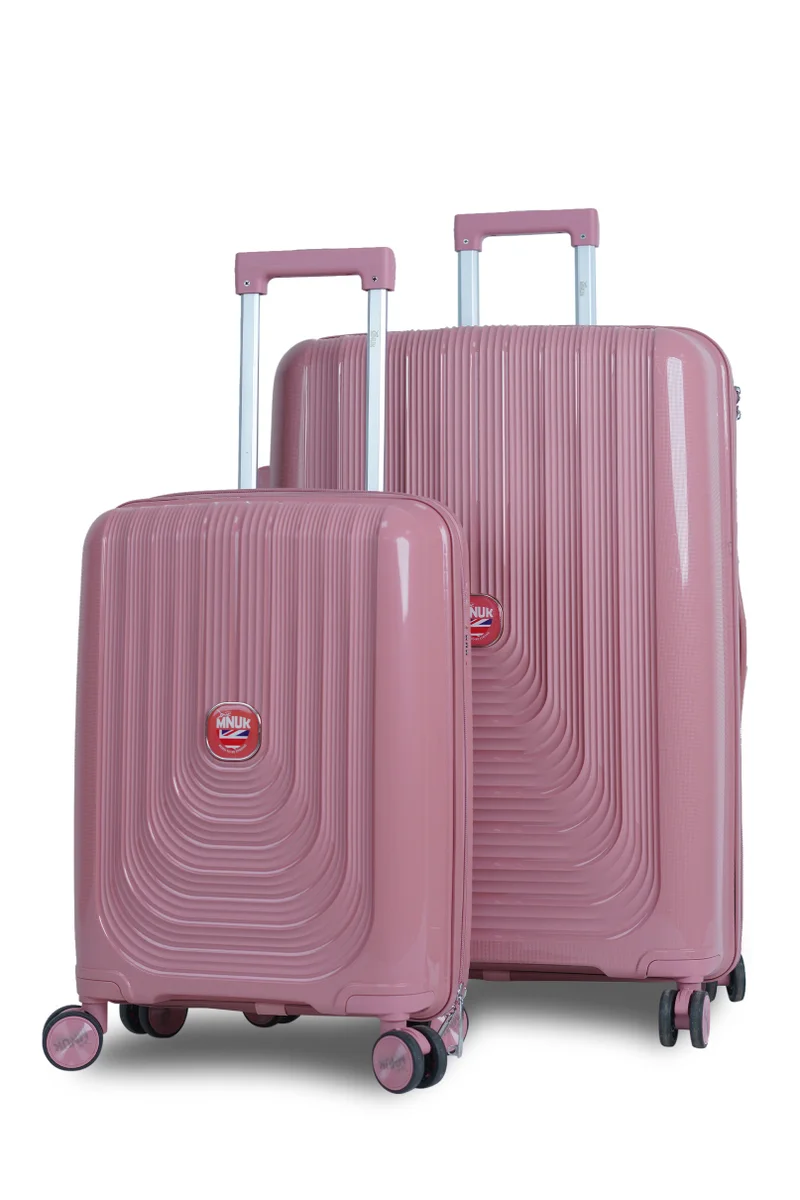 MNUK Viajero Stra Ordinario Set of 2 Luggage|Polypropylene (PP) Hardside Luggage Trolley|Double 360° 4 Wheeler| Cabin-20 Inch, Large-28 Inch|Rose Gold