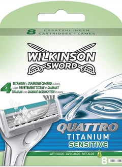 WILKINSON Wilkinson Sword Quattro Titanium Sensitive Refill Razor Blade Cartridges - Cartridges - 8 Count  - Image 2