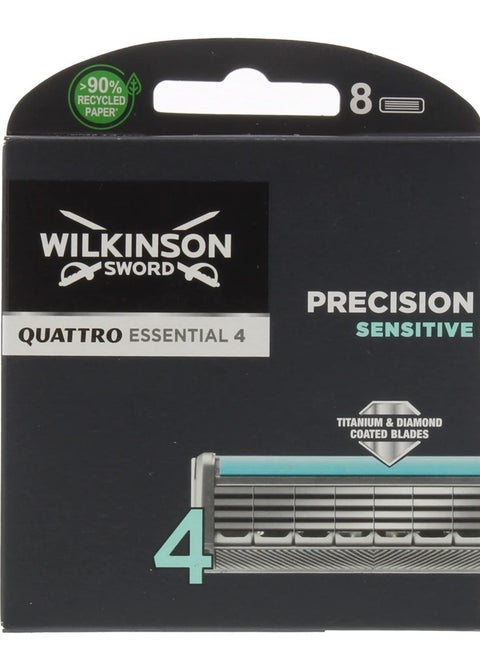 Wilkinson Sword Quattro Titanium Sensitive Refill Razor Blade Cartridges - Cartridges - 8 Count