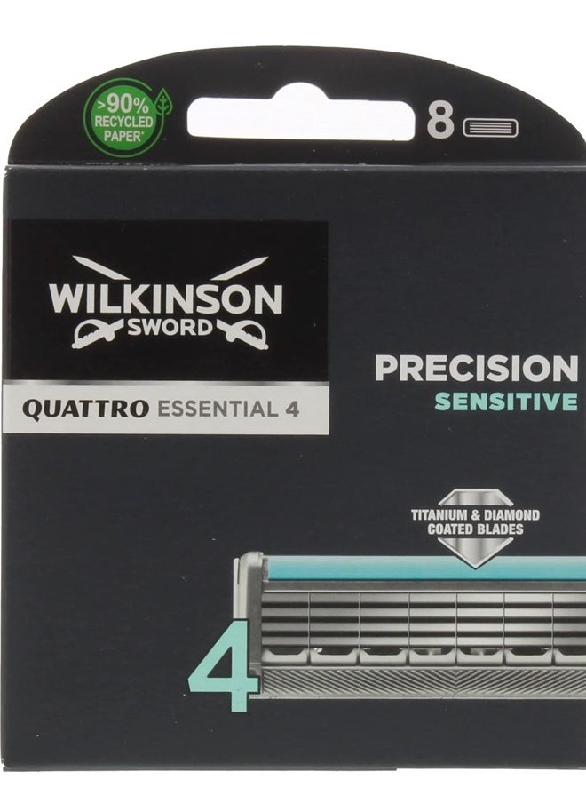 WILKINSON - Wilkinson Sword Quattro Titanium Sensitive Refill Razor Blade Cartridges - Cartridges - 8 Count - Image 1