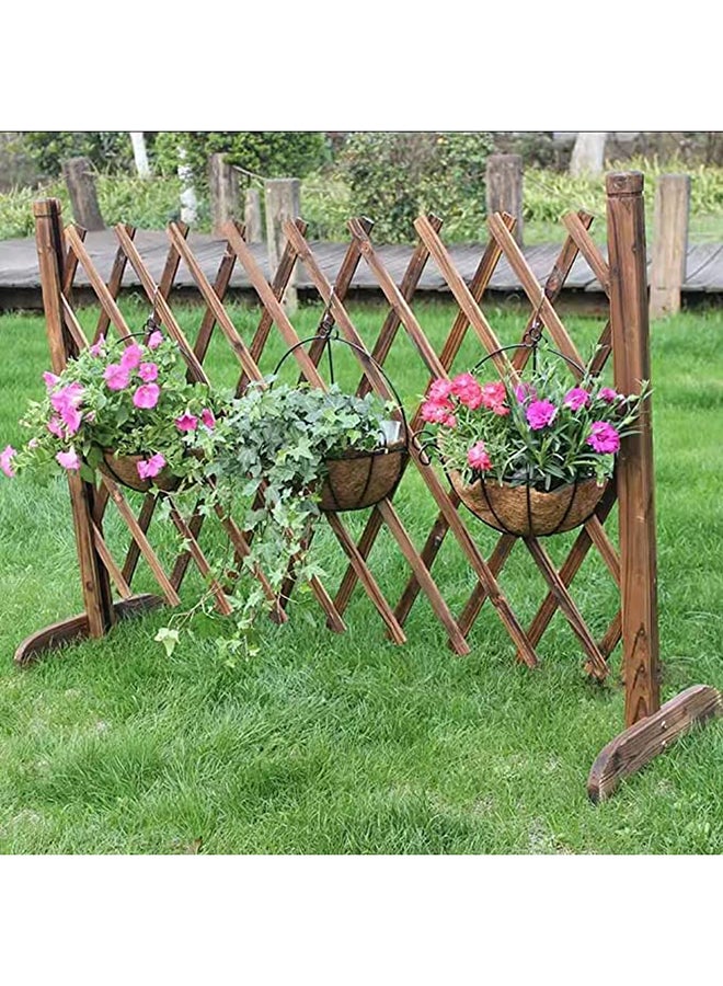 HOME TASTE Hometaste Wooden Garden Fence Collection Elevate Your Space With Portable Expanding Wicker And Extendable Wood Options For Home, Balcony, Villa, And Indoor/Outdoor Use (Brown-3 Pieces) 