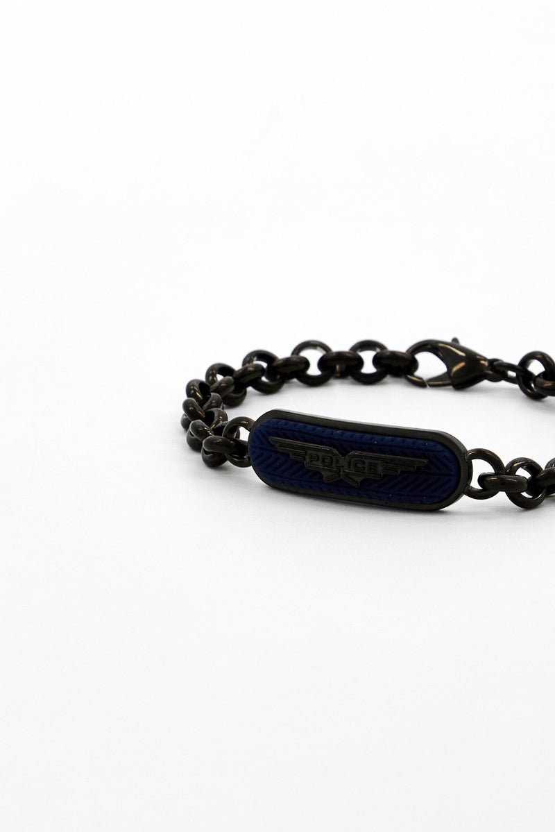 POLICE Men Stainless Steel Link Chained Bracelet, Black  - Image 4