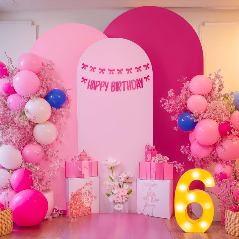 HB HBB MAGIC Arch Backdrop Cover Set of 3 Pink Arch Covers Stretchy Backdrop 6FT 66FT 72FT Wedding Arch Cover Bridal Baby Shower Birthday Photo Backdrop Party Hot Pink Arch Stand Covers Gradient Pink - Image 2