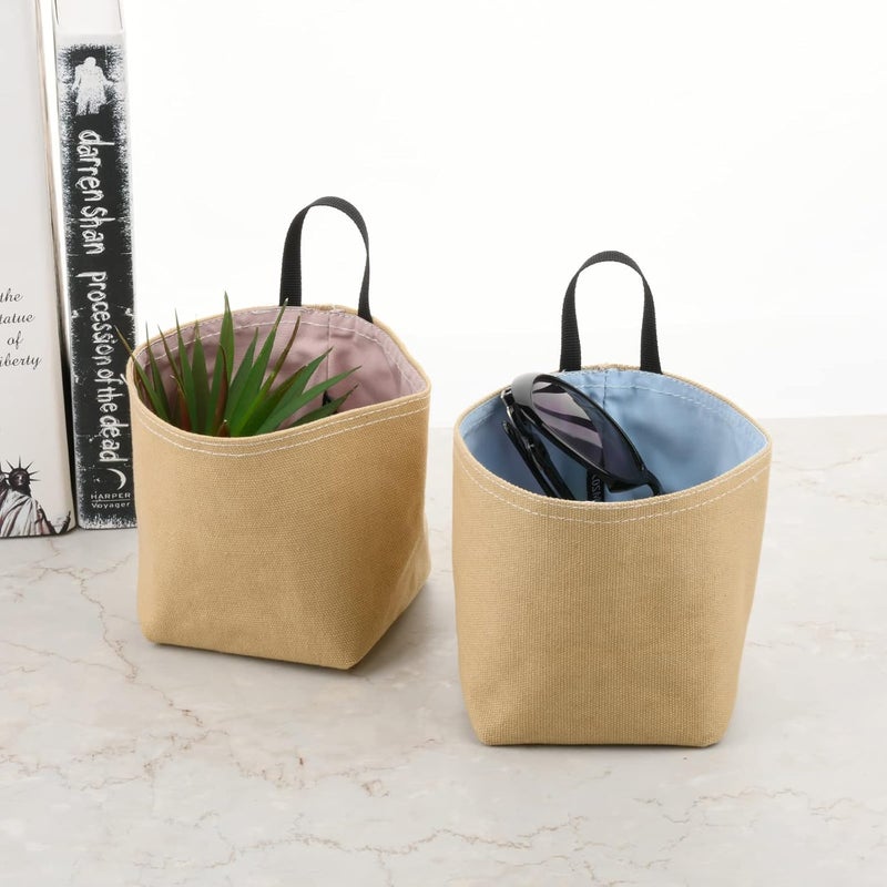 CM Mini Hanging Storage Basket Small Storage Bag Decor Bin Bag for Wall Door Storage Organizer Foldable Basket Bin, 2 Pcs - Image 5