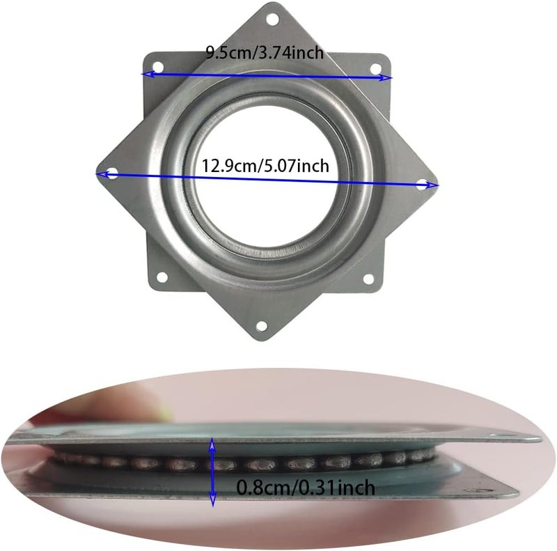 ZTEOFO 2 قطع 4 بوصة محامل دوارة سوزان ، لوحة دوارة مربعة سوزان ، لوحة دوارة مريحة سوزان ، لقرص دوار ، خزانة زاوية ، رف دوار في المطبخ - Image 3