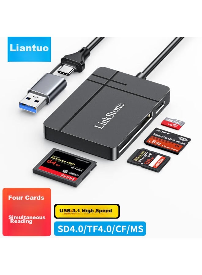 Liantuo Type-C/Usb3.1 High-Speed Otg Card Reader Sd/Tf4.0/Cf/Ms Supports Uhs-I/Ii Sony Memory Card Sony Flash Drive Digital Camera Ps5 Game Console