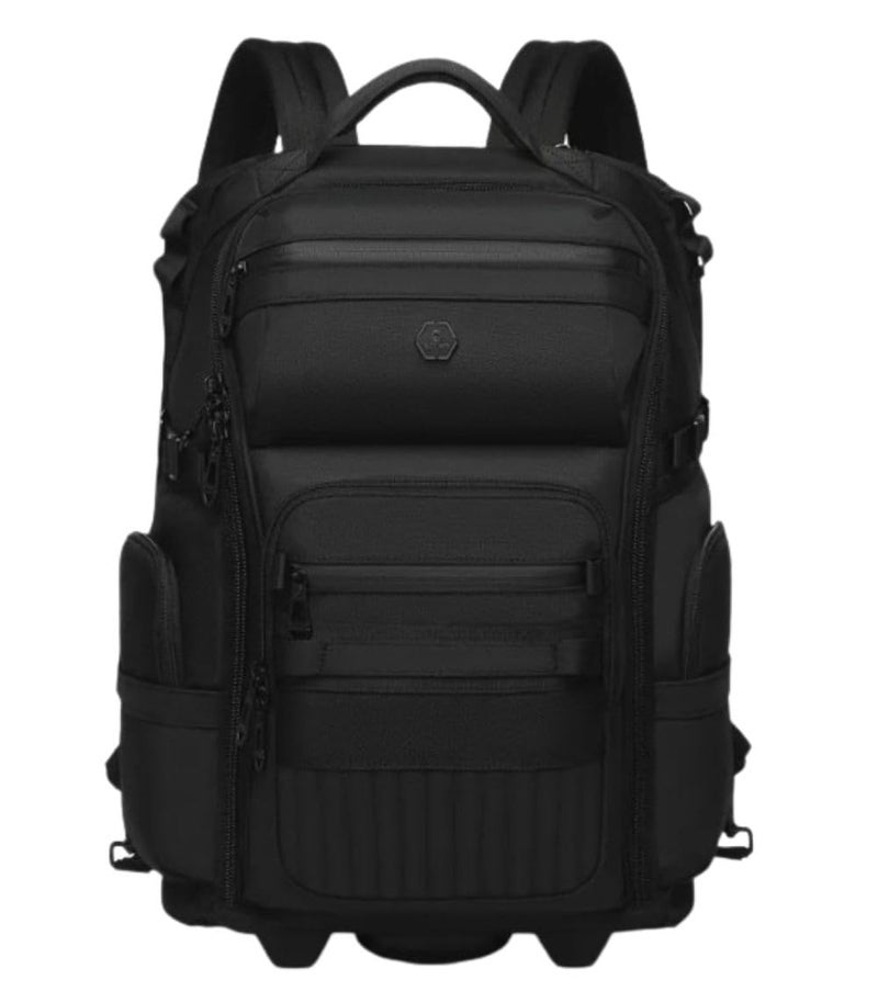 OZUKO حقيبة ظهر متدحرجة للكمبيوتر المحمول للسفر بتصميم عربة تحت المقعد مصنوعة من قماش أكسفورد المقاوم للماء تناسب كمبيوتر محمول بحجم 14 بوصة، أسود - Image 3