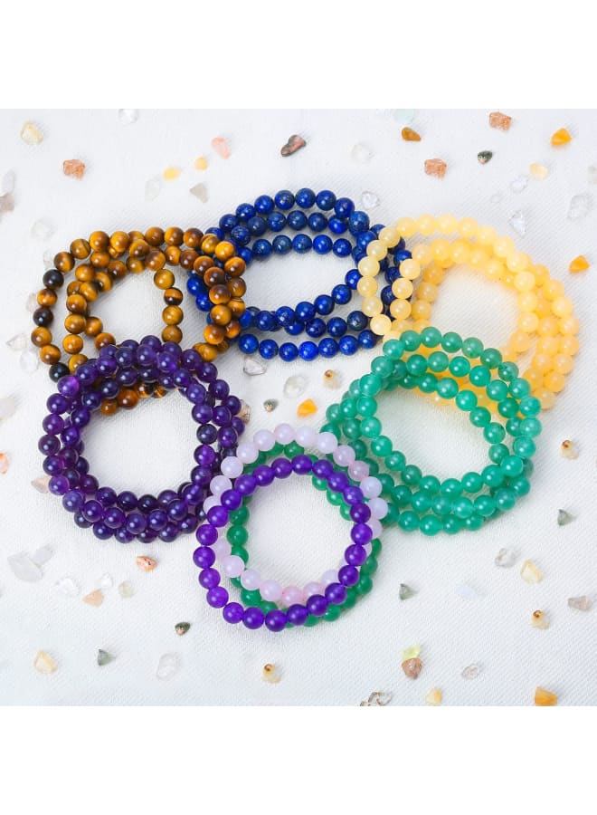 Bling Jewelry Set of 3 Rainbow Iridescent Created Blue Moonstone Round Bead 8MM Stacking Strand Stretch Bracelet for Women Men Teen Unisex - Image 5