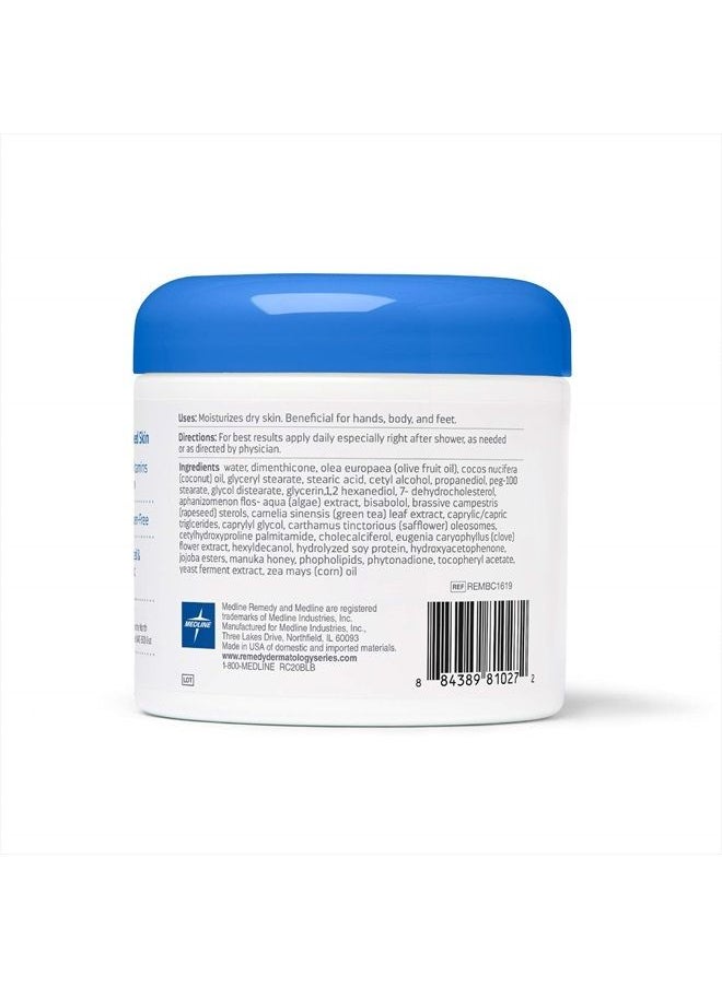 Remedy Dermatology Series Body Cream, for Extremely Dry Skin, Unscented, Botanical Formula, Manuka Honey, Paraben Free, Ceramides, for Dry, Dehydrated Skin, 16 oz (453g) Tub
