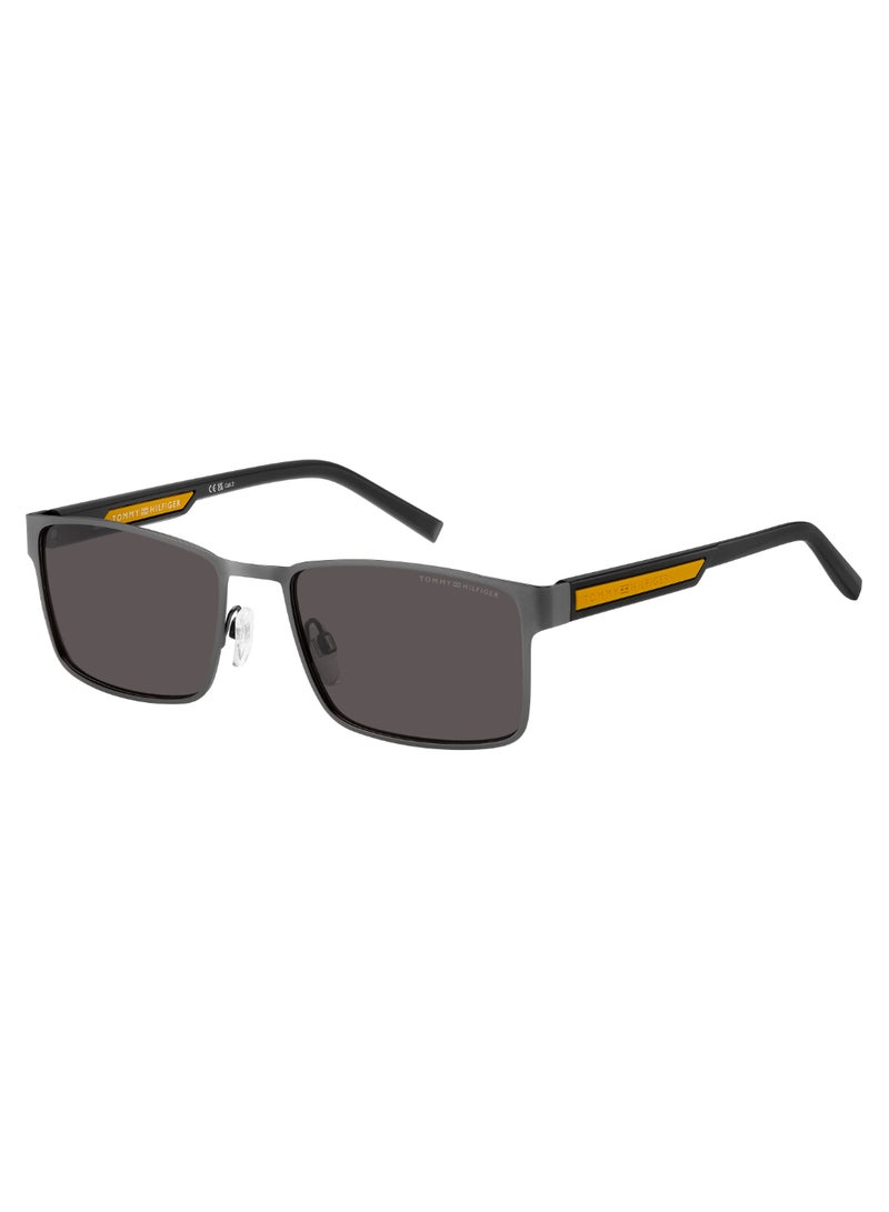 TOMMY HILFIGER Men's UV Protection Rectangular Shape  Sunglasses TH 2087/S GREY 40 - Lens Size: 39.6 Mm - Mtrut Blk - Image 1