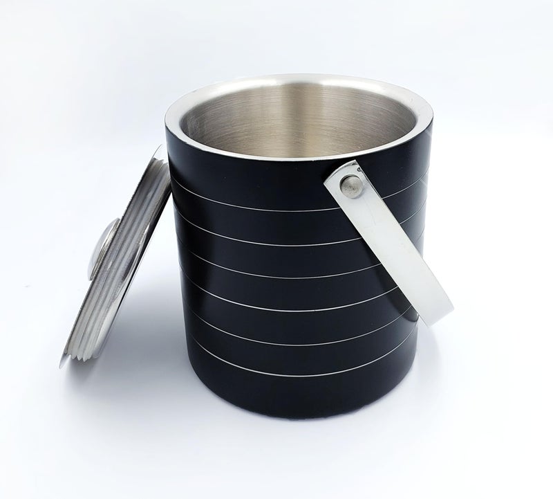 EVK® Full Bar Set - Cocktail Shaker, Black Ring Double Wall Ice Bucket, Wine Cooler, Peg Measurer & Ice Tong Home Bar Accessories Made of Stainless Steel Perfect Bartending Kit - Image 3