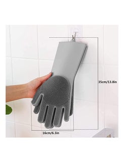 SYOSI Dishwashing Gloves, Magic Silicone Gloves with Scrubber, Kitchen Gloves,Reusable Gloves, Heat Resistant Gloves for Kitchen, Bathroom, Car, Pet  - Image 4