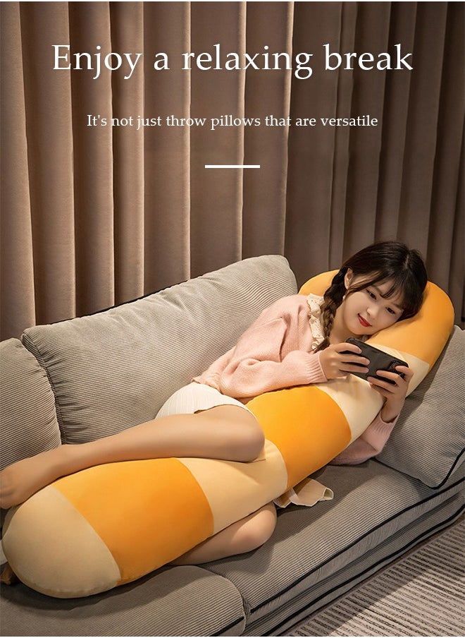 DUNISO Long pillow, cartton cat side sleeping pillow, multifunctional cushion, cotton filling, detachable,  110cm  - Image 3
