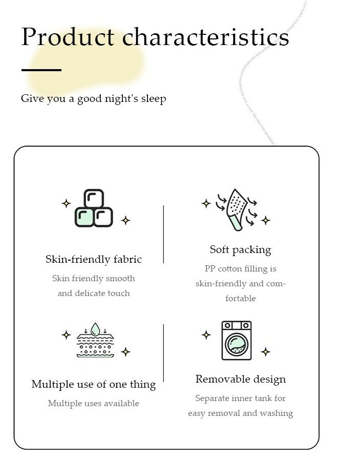 DUNISO Long pillow, cartton cat side sleeping pillow, multifunctional cushion, cotton filling, detachable,  110cm  - Image 4