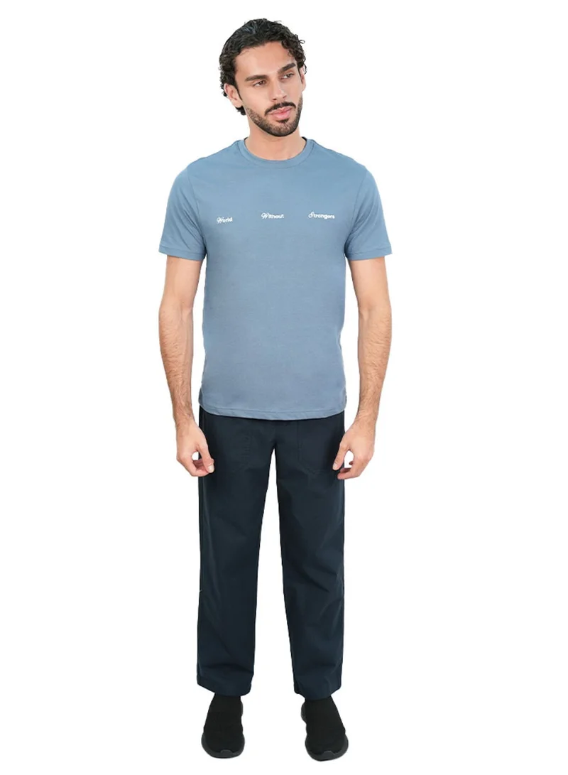 جيوردانو Men’s Slim Cotton Crew Neck WWS Print Tee