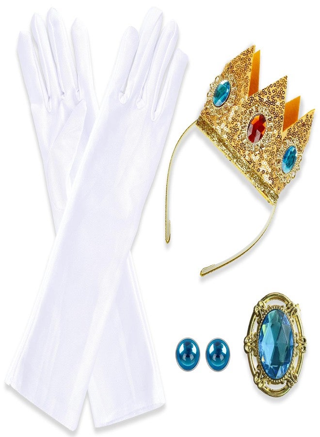 ASKUANG Princess Costume Set Including Crown+Gloves+Brooch+Clip on Earrings Princess Halloween Cosplay Dress Up Birthday Party - Image 1