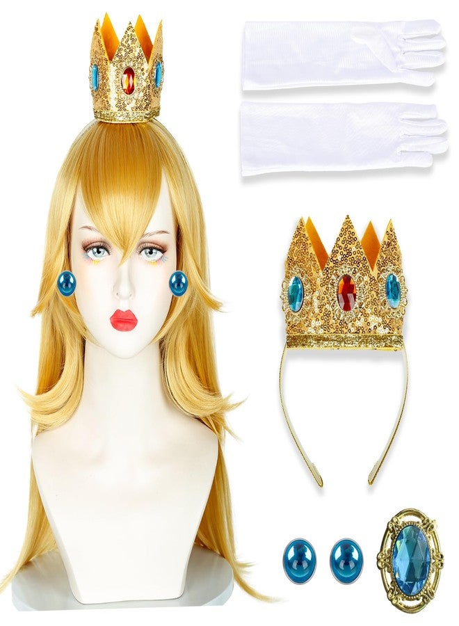 ASKUANG Princess Costume Set Including Crown+Gloves+Brooch+Clip on Earrings Princess Halloween Cosplay Dress Up Birthday Party - Image 2