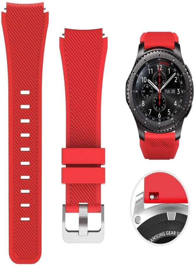 SAPU SAPU Bands for Samsung Gear S3 Frontier/Classic Watch Silicone Bracelet, Sports Silicone Band Strap Replacement Wristband for Samsung Gear S3 Frontier/S3 Classics Red 