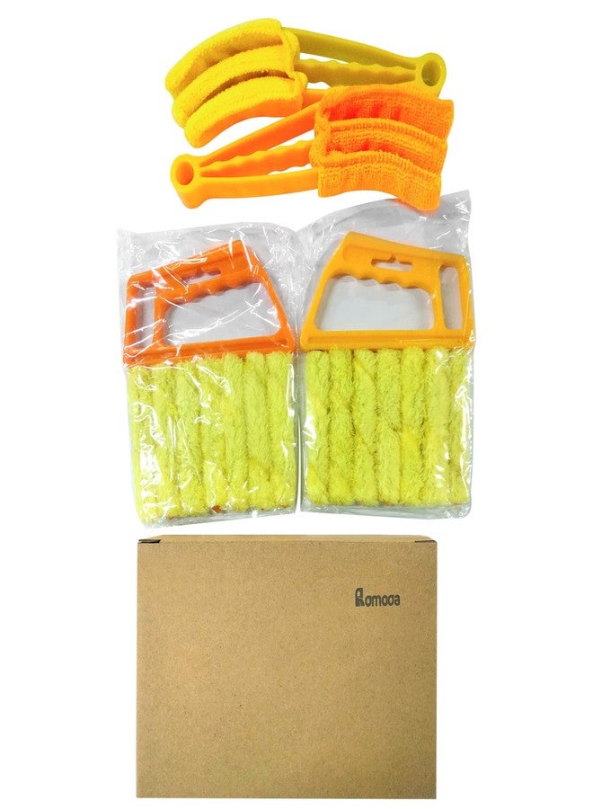 Romooa 4 Pcs Window Venetian Blind Cleaner Duster Tool 7 Finger Blind Rush and Shutter Cleaner Brush Hand-held Window Shutter Air Conditioner Duster for Dirt(Yellow, Orange) - Image 4
