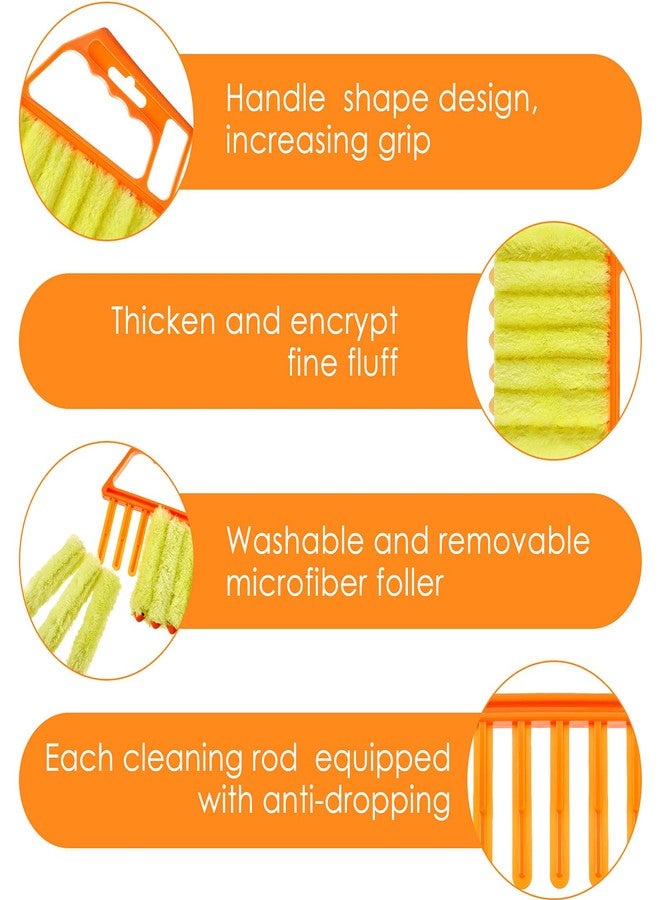 Romooa 4 Pcs Window Venetian Blind Cleaner Duster Tool 7 Finger Blind Rush and Shutter Cleaner Brush Hand-held Window Shutter Air Conditioner Duster for Dirt(Yellow, Orange) - Image 2