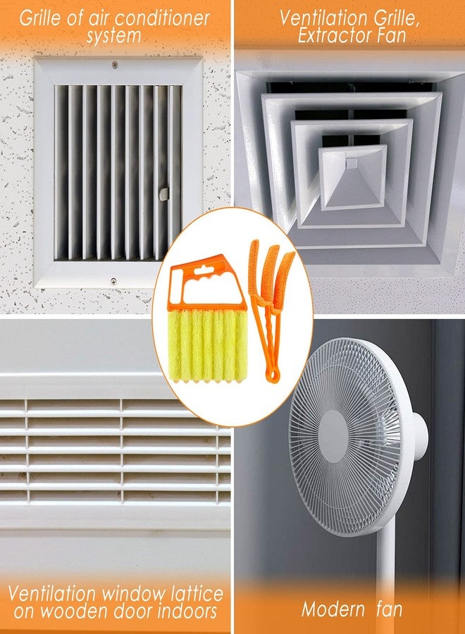 Romooa 4 Pcs Window Venetian Blind Cleaner Duster Tool 7 Finger Blind Rush and Shutter Cleaner Brush Hand-held Window Shutter Air Conditioner Duster for Dirt(Yellow, Orange) - Image 3