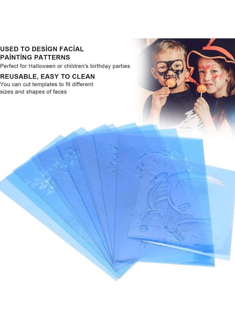 12pcs PET Face Painting Template, Face Paint Stencil, Reusable Face Paint Stencils for Halloween Christmas Party (20 x 12cm per Unit)