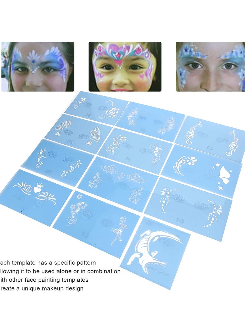 12pcs PET Face Painting Template, Face Paint Stencil, Reusable Face Paint Stencils for Halloween Christmas Party (20 x 12cm per Unit)