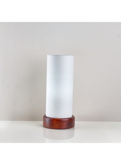 أباجورة مودرن قاعدة خشب زان بلون بني  محمر  مع شابوه أبيض – تصميم بسيط وأنيق من نجفة شوب12*15*35