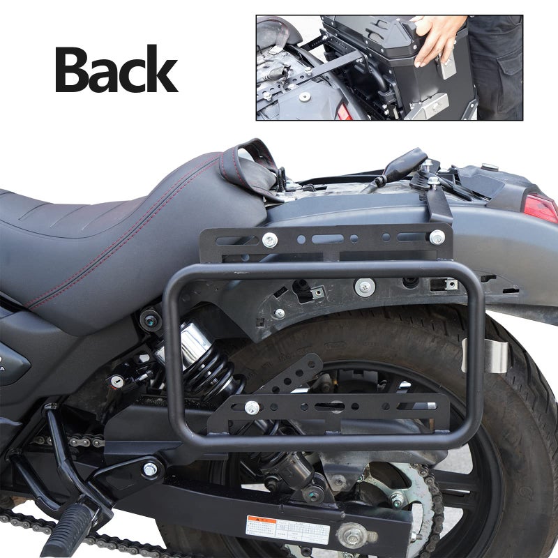 Generic Donpida Universal Conversion Support Racks Upgrand Detachable Mounting Bracket Kit Aluminum Alloy Support Bar Fit For Motorcycle Side Case Motorbike Hard Saddlebag Box Trunk Tour Storage Carrier Black  - Image 2