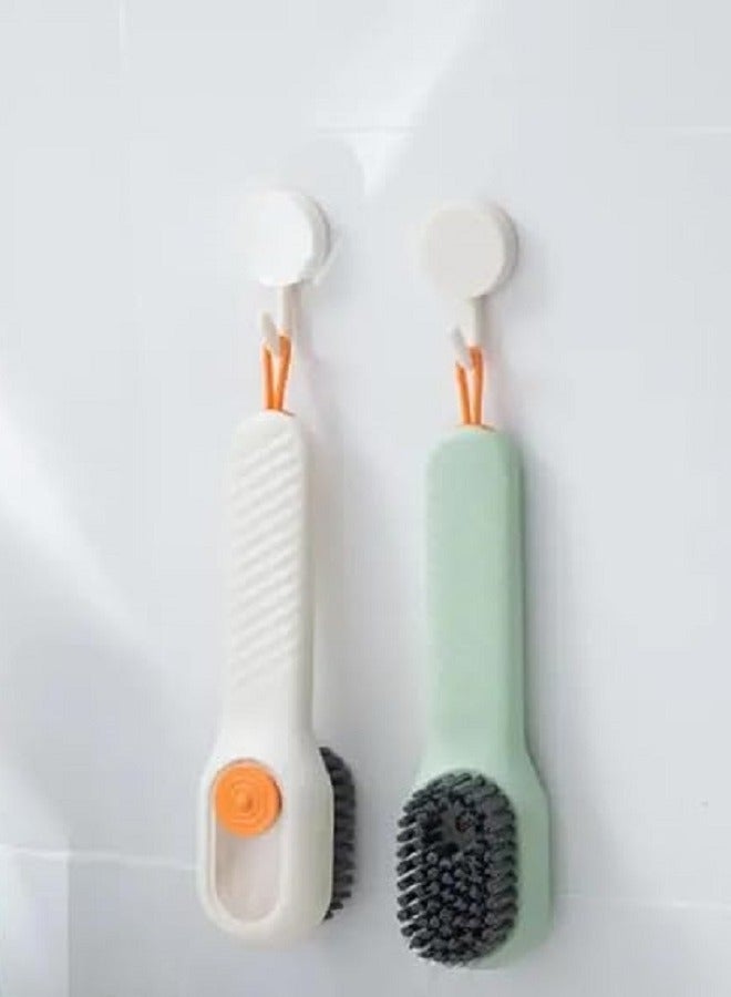 2 pcs Multi Functional Soap Dispensing Cleaning Brush Liquid Cleaner with Handle Scrubbing Reusable Washing Shoe Brush for Shoes Clothes Cleaning - Image 1