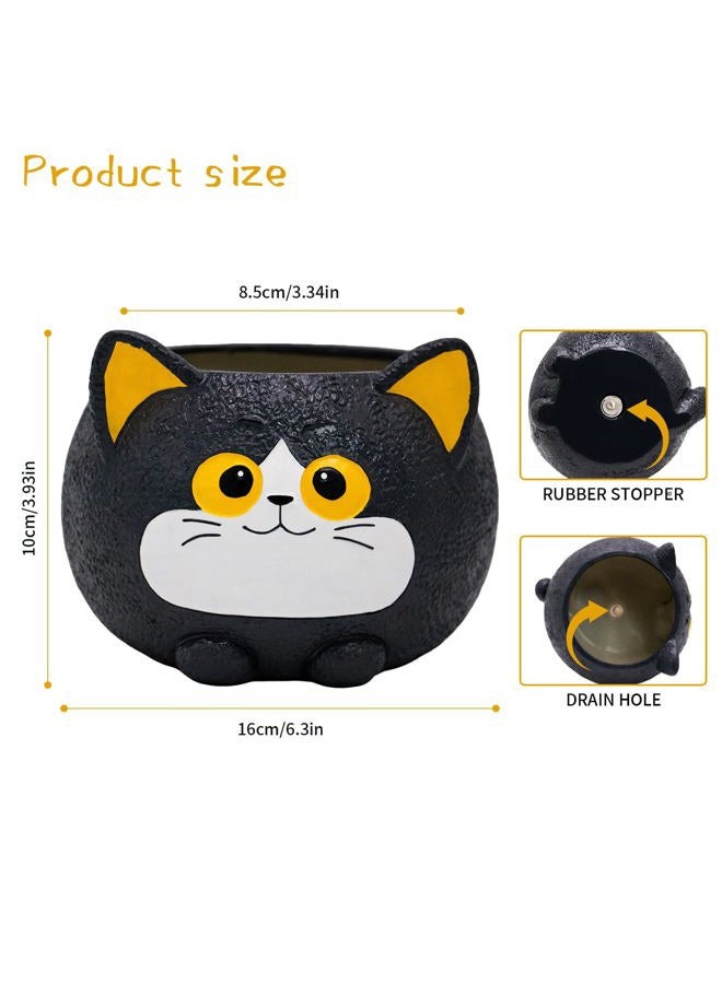 Toparad Black Cat Planter Pot - Unique Resin Succulent Planter with Drainage Hole, Funny Cat Plant Pots for Indoor Outdoor Plants, Cute Decorative Flower Pot Gift for Mother and Cat/Plant Lovers - Image 3