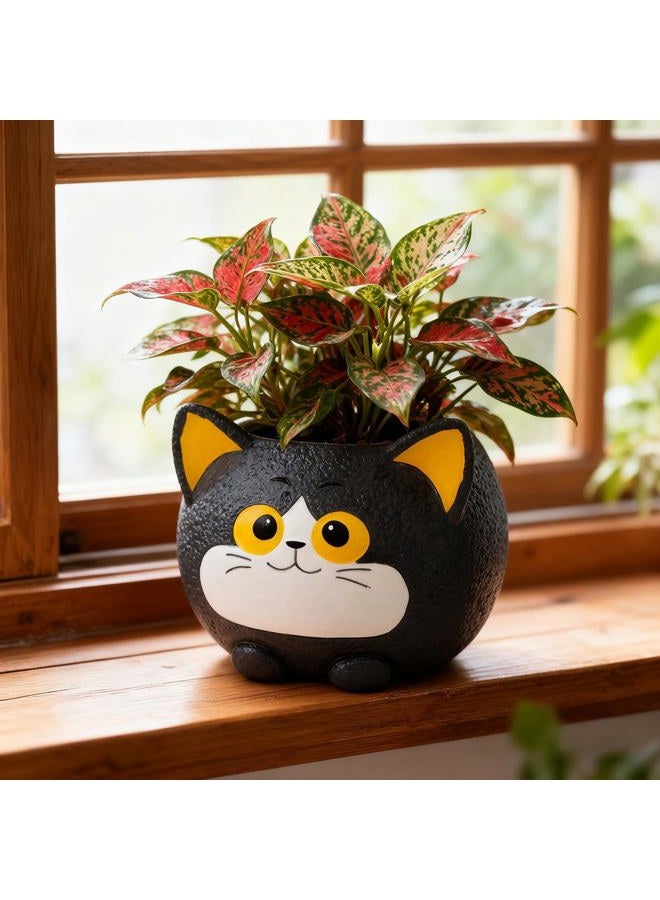 Toparad Black Cat Planter Pot - Unique Resin Succulent Planter with Drainage Hole, Funny Cat Plant Pots for Indoor Outdoor Plants, Cute Decorative Flower Pot Gift for Mother and Cat/Plant Lovers - Image 1