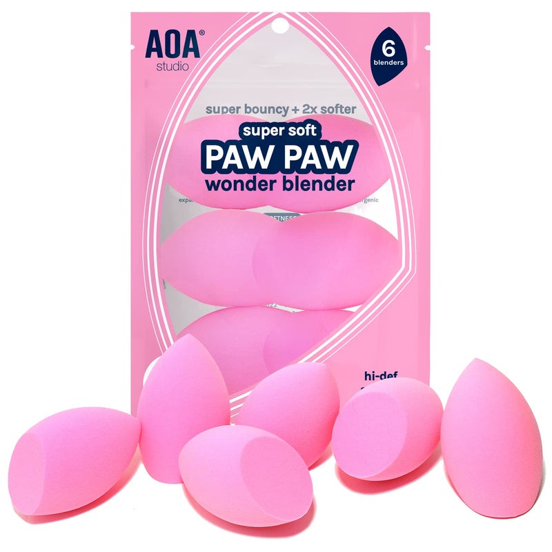 AOA Studio Collection Makeup Sponge Set Makeup Blender Latex Free and High-definition Super Soft Set of 6 Makeup Blender For Powder Cream and Liquid, Beauty Cosmetic Beveled Shape (Pink) - Image 1