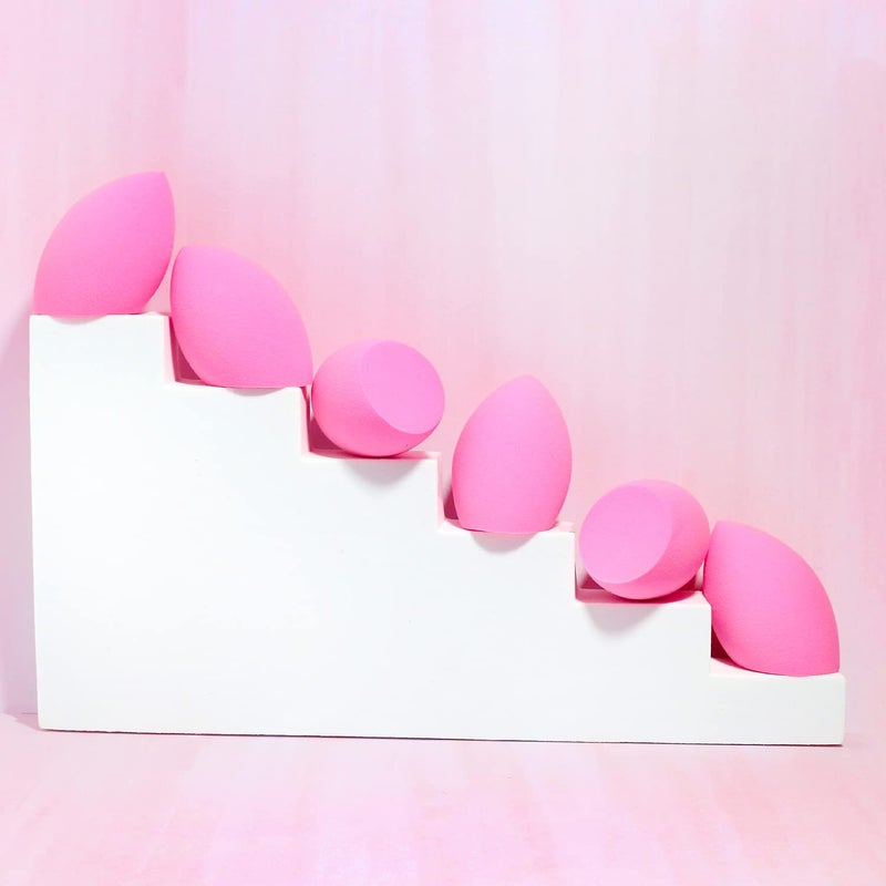 AOA Studio Collection Makeup Sponge Set Makeup Blender Latex Free and High-definition Super Soft Set of 6 Makeup Blender For Powder Cream and Liquid, Beauty Cosmetic Beveled Shape (Pink) - Image 3