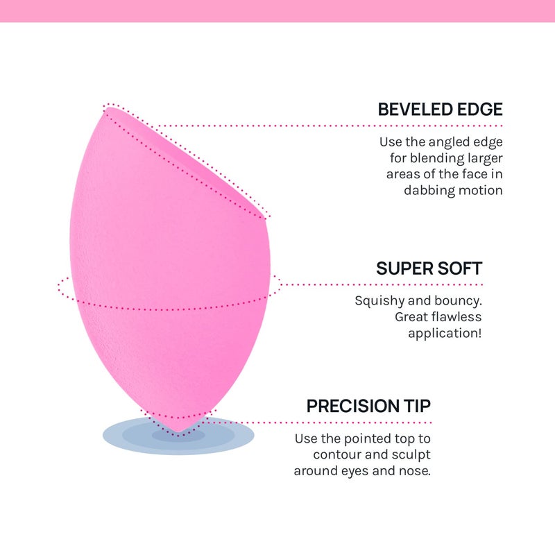 AOA Studio Collection Makeup Sponge Set Makeup Blender Latex Free and High-definition Super Soft Set of 6 Makeup Blender For Powder Cream and Liquid, Beauty Cosmetic Beveled Shape (Pink) - Image 4