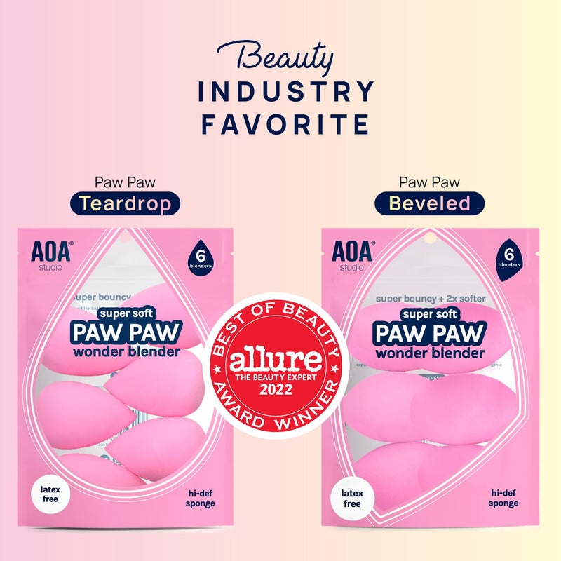 AOA Studio Collection Makeup Sponge Set Makeup Blender Latex Free and High-definition Super Soft Set of 6 Makeup Blender For Powder Cream and Liquid, Beauty Cosmetic Beveled Shape (Pink) - Image 2