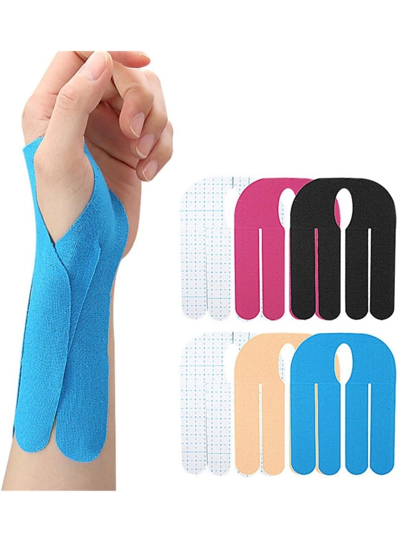 شريط كينيسيولوجي مقص مسبقًا للمعصم، 12 قطعة من الشريط الرياضي المرن والقابل للتنفس للعضلات والمفاصل، رقع شريط مقاوم للماء للتعافي، شرائط دعم المعصم للبولينج لمتلازمة النفق الرسغي - Image 1