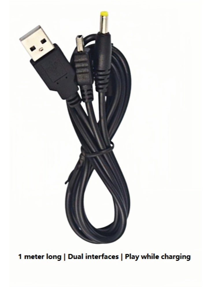 PSP Dual-Interface USB Data & Charging Cable – 1m Long with Mini USB + Micro USB for PSP-1000/2000/3000 & PS3 Controller – Pure Copper Core, Eco-Friendly PVC Jacket - Image 2