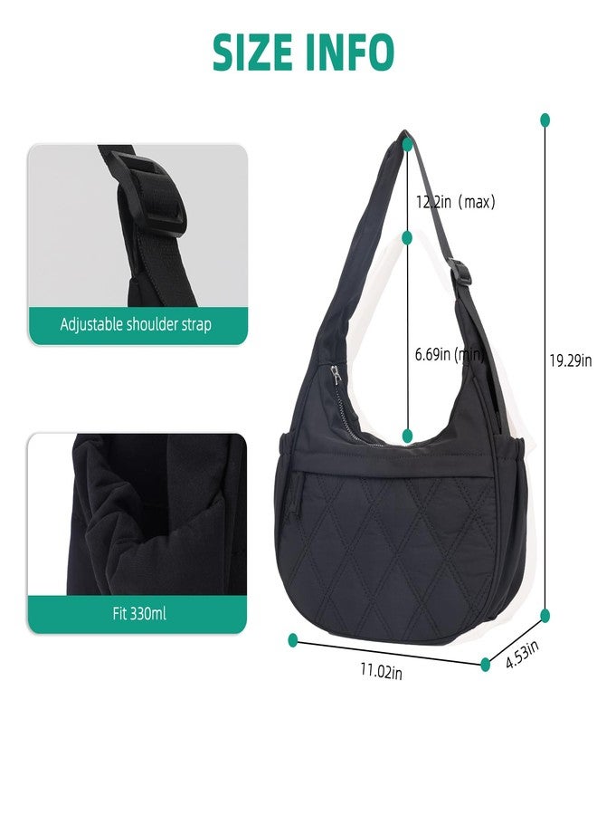 JANKS Small Puffer Crescent Shoulder Bag for Women, Nylon Quilted Puffy Crossbody Purse, Cute Hobo Shoulder Puffy Handbags with Adjustable Strap - Image 3