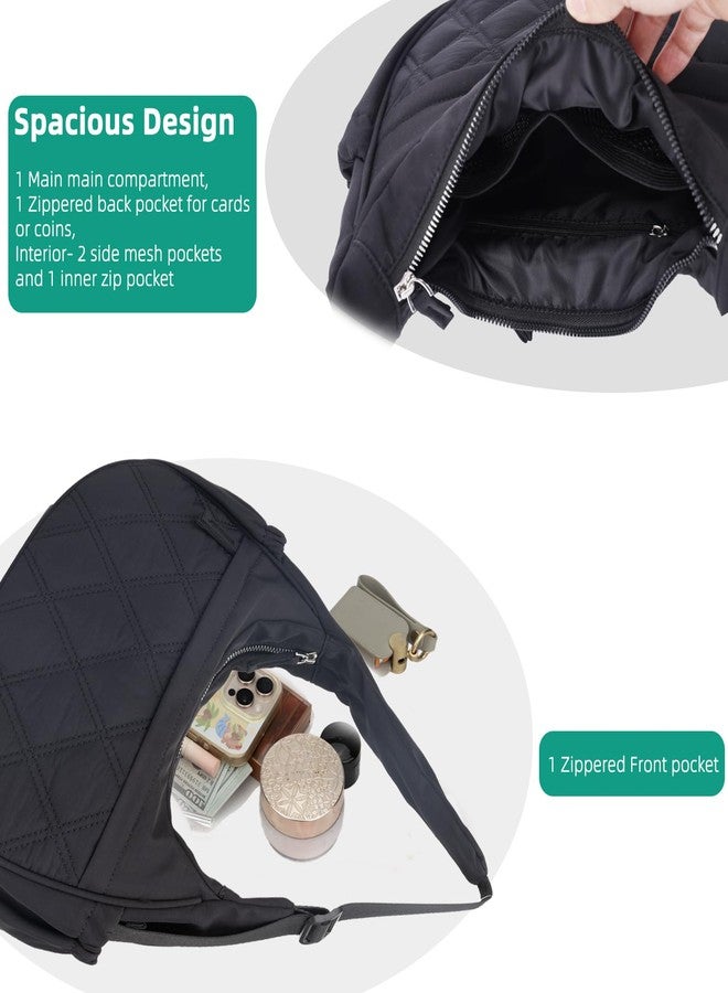 JANKS Small Puffer Crescent Shoulder Bag for Women, Nylon Quilted Puffy Crossbody Purse, Cute Hobo Shoulder Puffy Handbags with Adjustable Strap - Image 4