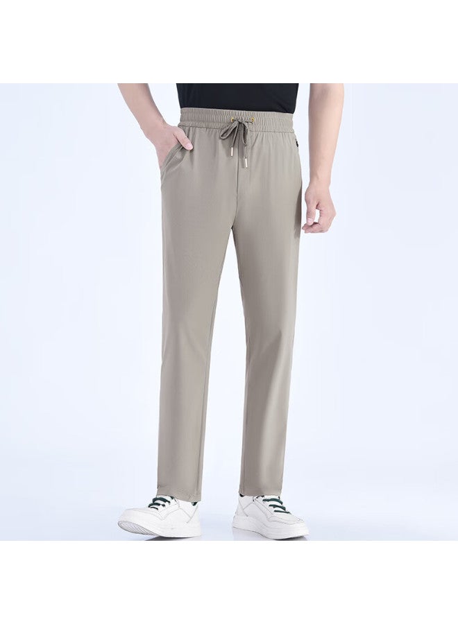 Maybeyond Men's Casual Pants, Autumn And Winter Sports Breathable Quick-dry Straight-leg Trousers, Loose Cool-feeling Long Pants, Mx15 Khaki XL - Image 1