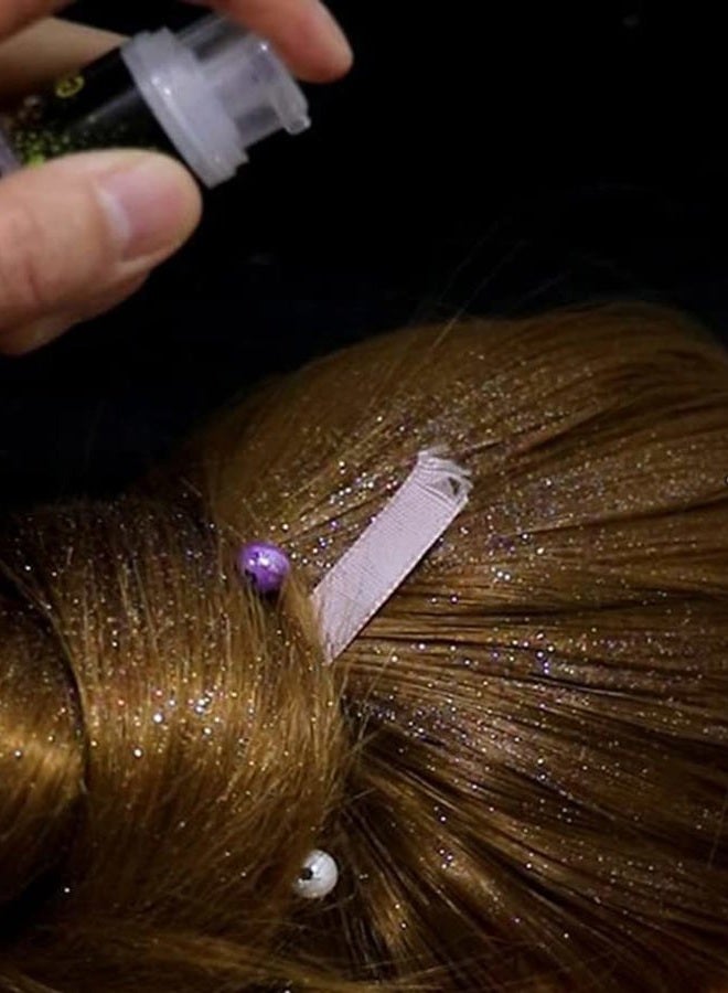 Go Ho رذاذ جليتر للشعر والجسم، رذاذ برونزر جليتر بودرة جافة للمكياج على الملابس، بودرة لامعة فضفاضة للمهرجانات، جليتر ريزين فائق الدقة للهوايات، 10 جرام - Image 3