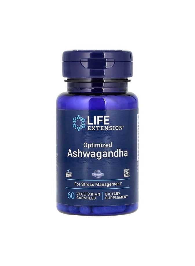 Life Extension Optimized Ashwagandha, 60 Vegetarian Capsules (125 mg per Capsule) - Image 1