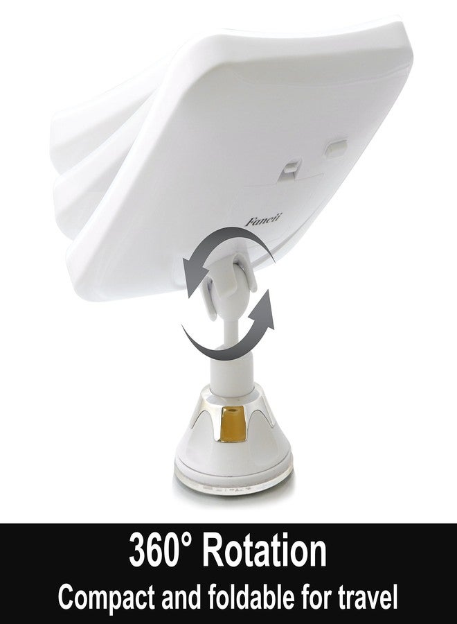 Fancii 10X Magnifying Lighted Makeup Mirror - Daylight LED Vanity Mirror - Compact, Cordless, Locking Suction, 6.5" Wide, 360 Rotation, Portable Illuminated Bathroom Mirror (Square) - Image 5